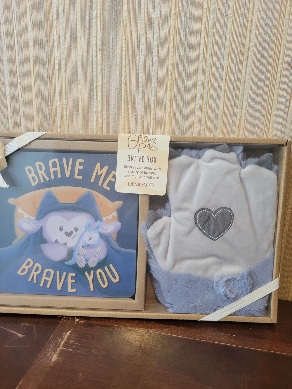 DEMDACO "Brave Me Brave You" Baby Brave Box with Plush Gloves - Gray & Blue